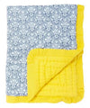 Printed Blue Blanket w/ Yellow Trim