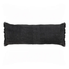 Muted Black Solid Stonewash Pillow with Fringe